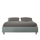 Letto Matrimoniale Giroletto con Alzata Comoda Imbottito in Tessuto Aragona Azelia Azzurro Varie Misure