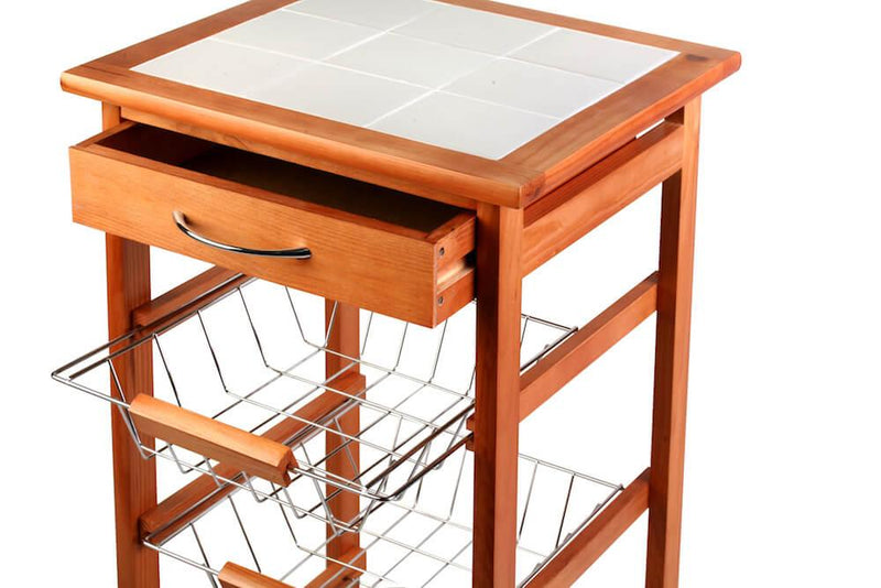 Carrello da Cucina in Legno Faggio 3 Cestelli Tosini A308-28B