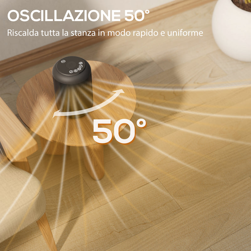 Riscaldatore Elettrico e Regolabile a 3 Modalità 14x14x21,5 cm con Timer 24h in PP e PA Ignifugo Nero      