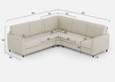 Divano Angolare 5 Posti 221x221x85 cm Karay in Tessuto Latte
