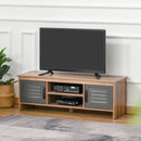 Mobile TV 109x35x38 cm 2 Ante in Metallo 2 Ripiani Marrone