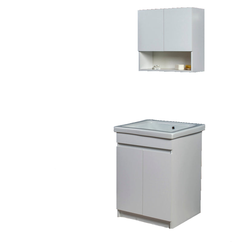 Mobile Lavatoio in Ceramica 2 Ante e Strofinatoio Integrato 60x50x86A cm Olmo Scuro