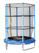 Trampolino Tappeto Elastico Ø140x185 cm in Acciaio con Rete di Protezione Blu 