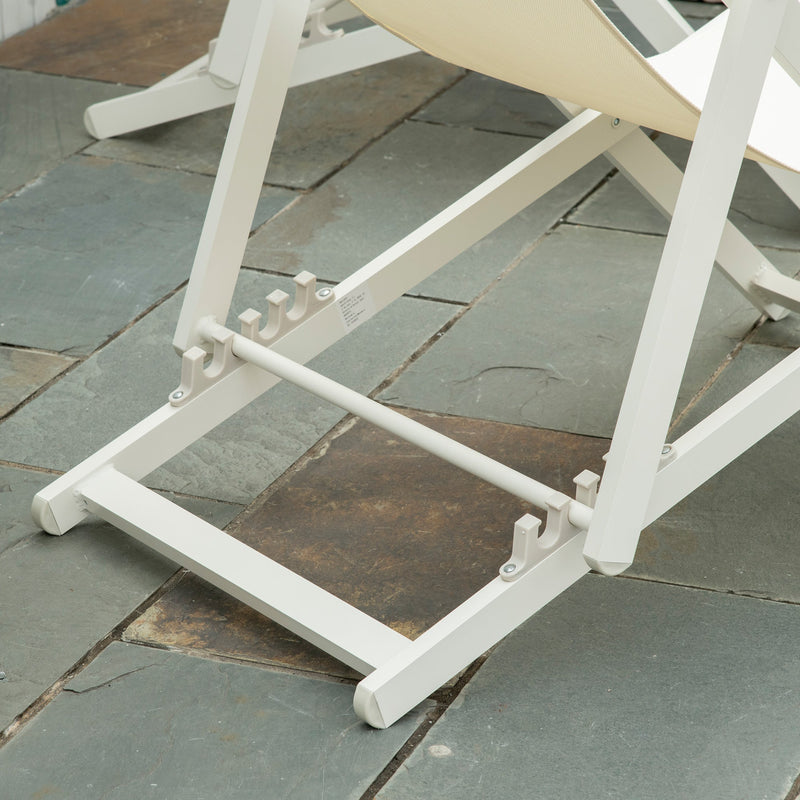 Set 2 Sedie Sdraio 96,5x58x91,5 cm in Alluminio Beige