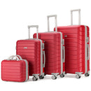 Set 4 Valigie Rigide Trolley Bagaglio con Beauty Case da Viaggio Easy Roll Bordeaux      