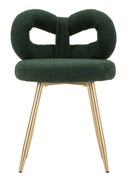 Sedia Mini Ilary Verde Ø40x67 cm in MDF e Spugna e Ferro e Poliestere Verde e Oro      