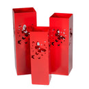 Set 3 Portaombrelli in Metallo 20x20H60cm Farfalle e Cerchi Rosso