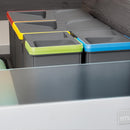 Base 3 Posti per Pattumiera Differenziata per Cassetti Cucina 80 cm in Plastica Emuca Grigio