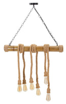 Lampadario Bamboo Rope 80x15x120 cm in Bambù e Corda Marrone      