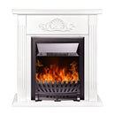 Camino Elettrico da Pavimento 90x90x27 cm Effetto Fiamma 2000W Sorina & Pluton Bianco