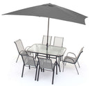 Set Tavolo 6 Sedie e Ombrellone da Giardino in Ferro Taddei Livorno Antracite