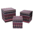 Set 3 Scatole in Similpelle fiori multicolor quadro 