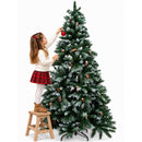 Albero di Natale Innevato Tirolese 210 cm Foltissimo con Pigne Bianco      