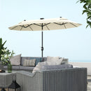 Ombrellone Doppio 295x150x219 cm con Luci LED e Base a Croce Bianco Crema   