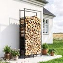 Portalegna per Interni ed Esterni 45,5-75,5x25x98-170 cm con Larghezza e Altezza Regolabili e Base Rialzata in Acciaio Nero      