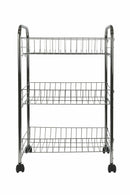 Carrello da Cucina 3 Ripiani 40x26x62 cm in Metallo Cromato
