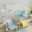 Gabbia per Criceti a 3 Livelli 34,5x27,5x41 cm 12 Tubi con Casetta Rampa e Accessori in Metallo e Plastica Grigio      
