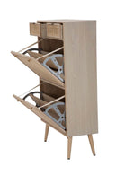 Scarpiera Paglia di Vienna 70x32x120 cm MDF e Impiallacciatura di frassino Marrone