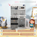 Cucina Giocattolo per Bambini 60,1x31,7x92,9 cm con Luci e Utensili in MDF e PP Bianca