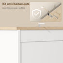 Credenza da Cucina 100x40x62 cm con 3 Armadietti 2 Cassetti e Portaspezie in Legno Ingegnerizzato Bianco      