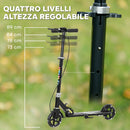 Monopattino per Bambini 3-8 Anni con Ruote Luminose Impugnatura Regolabile e Freno Posteriore Nero      