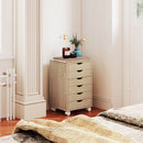 Cassettiera da Ufficio 40x35x63 cm a 6 Cassetti con 4 Ruote e Blocco in Melamina Rovere      
