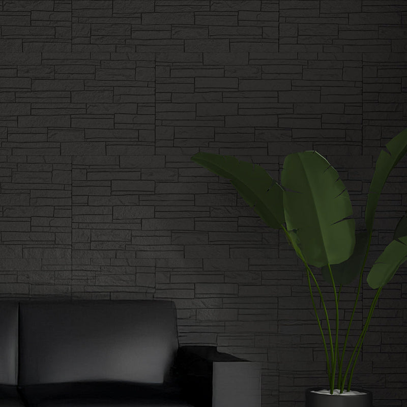 Set 12 Pannelli Decorativi Area 8,6 mq 120x60x2,5 cm Rivestimento Murale Effetto Mattoni in Pietra 3D in PU Grigio Ardesia