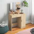Consolle Trucco 90x38x138 cm con Specchio Cassetto e Mobiletto in Truciolato Colore Acero