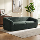 Divano 3 Posti Senza Struttura 225x93x68 cm con Seduta Ampia e Imbottitura Spessa in Ciniglia Verde Scuro      
