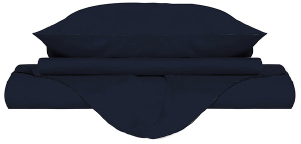 prezzo Housse de Couette Double avec Sac et Taies d'Oreiller Uni Bleu Foncé