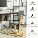 Sedia Inginocchiatoio con Movimento a Dondolo 51x84x93 cm in Tessuto Effetto Lino e Legno Grigio   