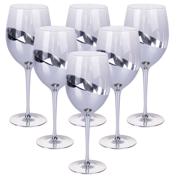 acquista Ensemble de 6 Gobelets Chic en Verre Transparent et Argenté VdE Tivoli 1996