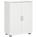 Mobile Bagno Moderno 60x30x80 cm con 2 Ante e Maniglie Argentate in MDF Bianco      