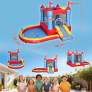 Castello Gonfiabile per Bambini 342x255x209 cm con Scivolo Piscina per Palline Canestro da Basket e Soffiatore in Tessuto Oxford Blu      