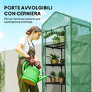Serra per Piante a 5 Livelli 69x49x193 cm con Porta a Zip in Acciaio e PE Verde      