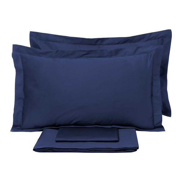 online Ensemble de draps doubles dessus et dessous et taies d'oreiller Garrini Clarice Blue de couleur unie