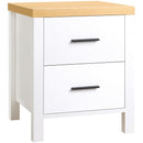 Comodino 2 Cassetti 40x39x48 cm in MDF Bianco
