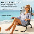 Set di 2 Sedie Campeggio 63x75x80 cm Portatili e Pieghevoli con Schienale Regolabile in Poliestere Grigio Chiaro      