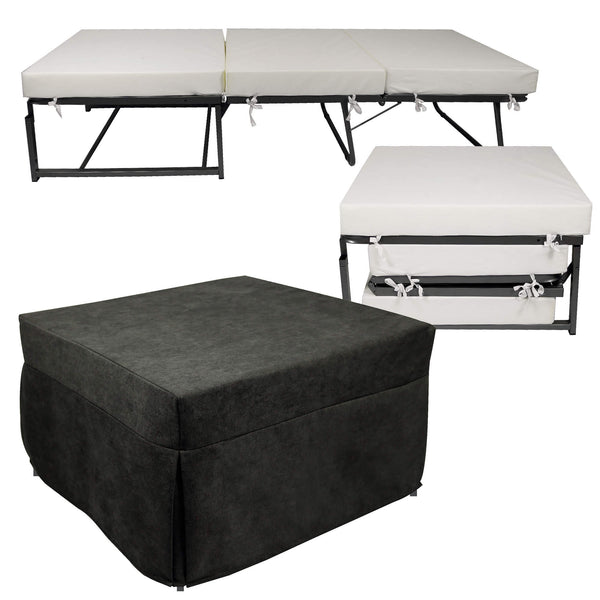 acquista Lit pouf pliable avec matelas pliant 78x78x47 cm Avalli Contract Gris