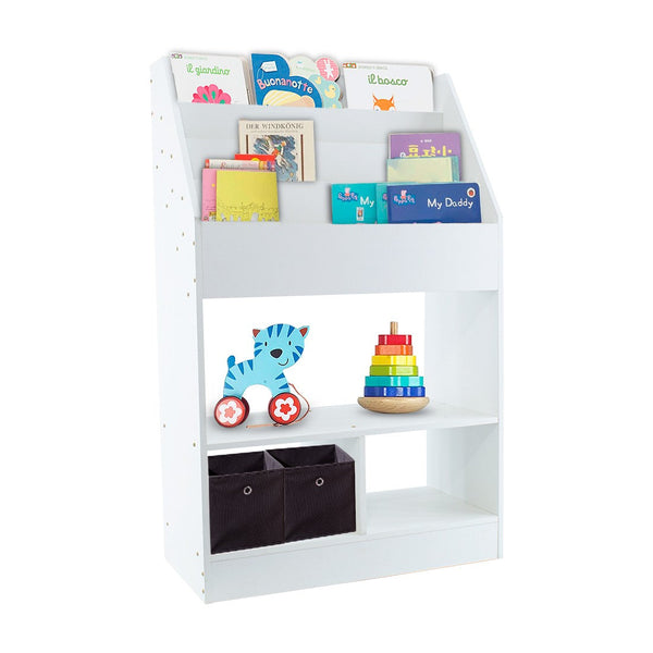 Bibliothèque enfant Montessori 63x30x100 cm 4 étagères en MDF et aggloméré blanc sconto