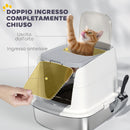 Lettiera Chiusa per Gatti a 2 Porte 52,4x41,3x39,8 cm Vaschetta in Acciaio Inox Bianco   