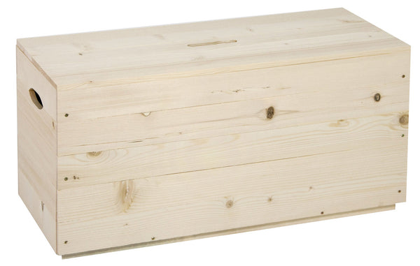 sconto Coffre 60x35x35 cm en Bois Massif Brut Fumer