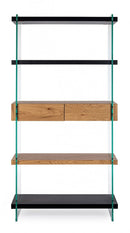 Libreria 4 Ripiani 2 Cassetti 90x39x180h cm Line Wood Nero 