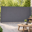 Tenda Sole Laterale Retrattile 180x300 cm Telo Frangivista Avvolgibile in Poliestere Grigio      
