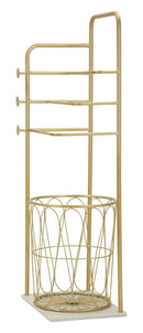 Porta Asciugamani da Terra Trip 40x30x112 cm in Metallo e Marmo Artificiale Oro e Bianco      