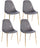 Lot de 4 chaises rembourrées 48x55x85 cm Terry en velours gris foncé