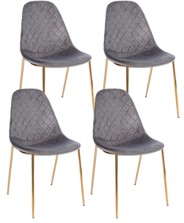 Lot de 4 chaises rembourrées 48x55x85 cm Terry en velours gris foncé prezzo