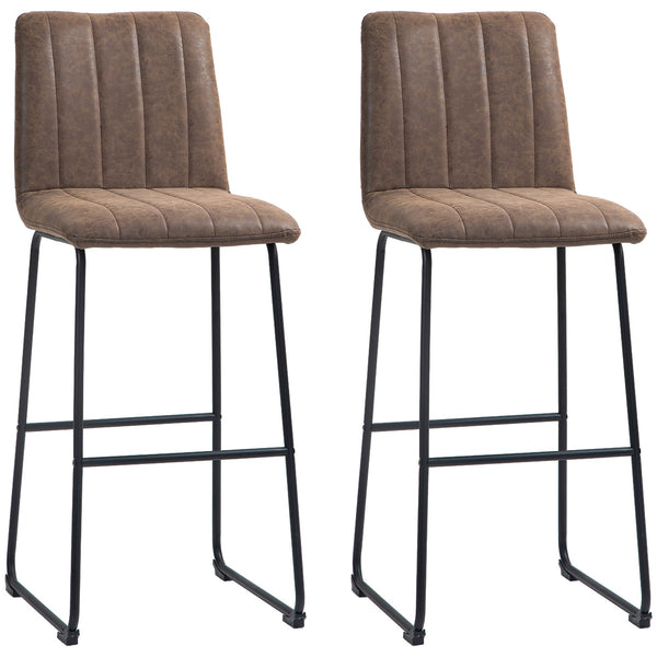 Set 2 Sgabelli da Bar con Poggiapiedi 44x50x109 cm in Pelle PU Marrone Scuro online