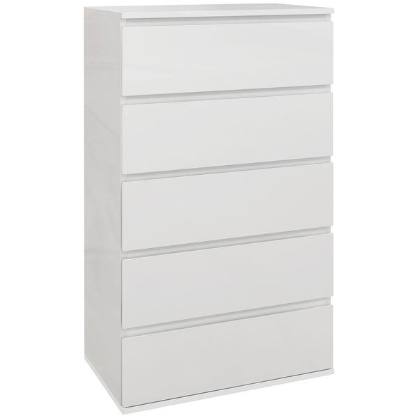 Cassettiera 5 Cassetti 55x33x100 cm Design Moderno in Legno Bianco prezzo