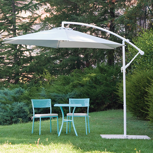 Parasol Décentralisé 300 cm Structure Acier Tissu Gris Perle Jardin pour Mobilier Extérieur  online
